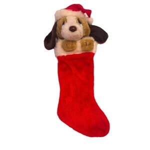 Sad Sam Puppy Dog Plush Christmas Stocking Big Eye Stuffed Animal Vintage 1989